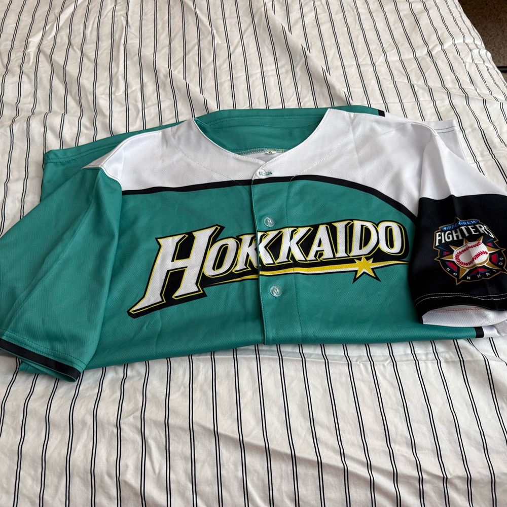 Hokkaido Fighters Teal and White Jersey ordered as Kids Small, fits like kids XL